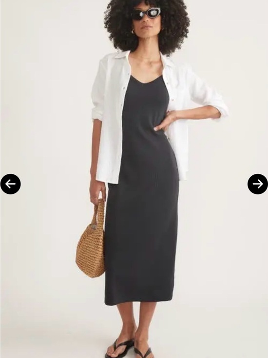 Marine Layer Dresses & Skirts - Marine Layer Lexi V-Neck Rib Midi Dress Black Double Lined